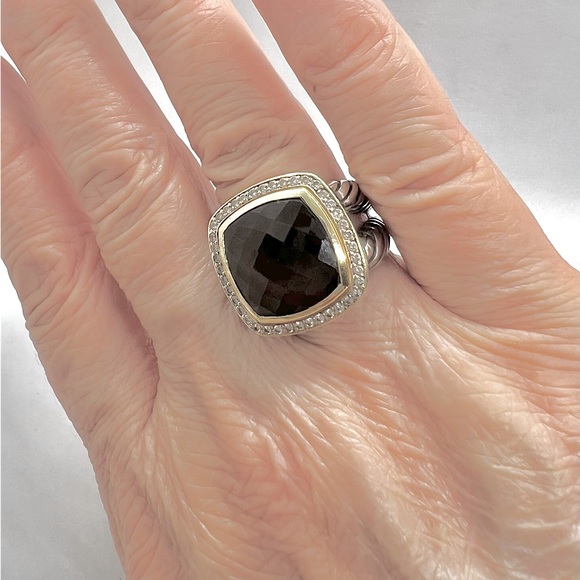 David Yurman Albion 14mm Smoky Quartz Ring with Diamonds and Gold - Picture 14 of 14